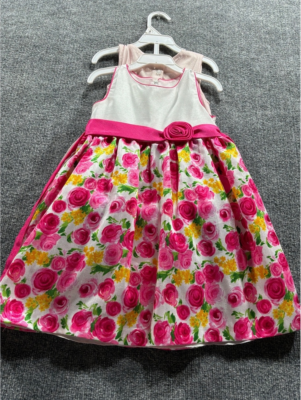 American Princess Girls' Floral and Pink Glitter Party Dress Set, Size 4T